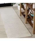 Aarhus Minimalist Scandi Striped Ivory/Cream 2 ft. x 8 ft. Runner Rug