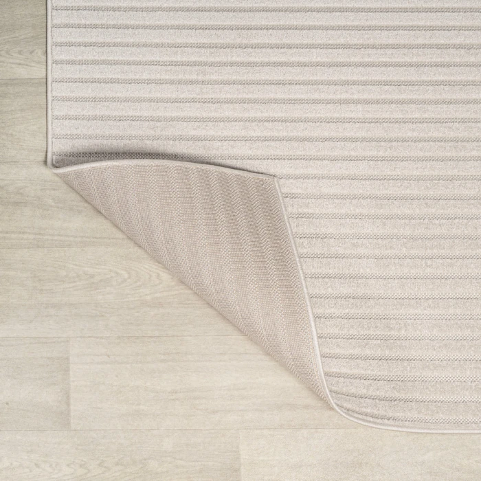Aarhus Minimalist Scandi Striped Ivory/Cream 5 ft. x 8 ft. Area Rug