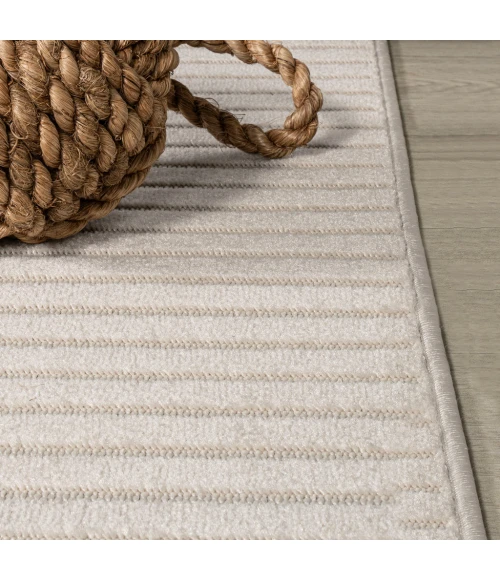 Aarhus Minimalist Scandi Striped Ivory/Cream 2 ft. x 8 ft. Runner Rug