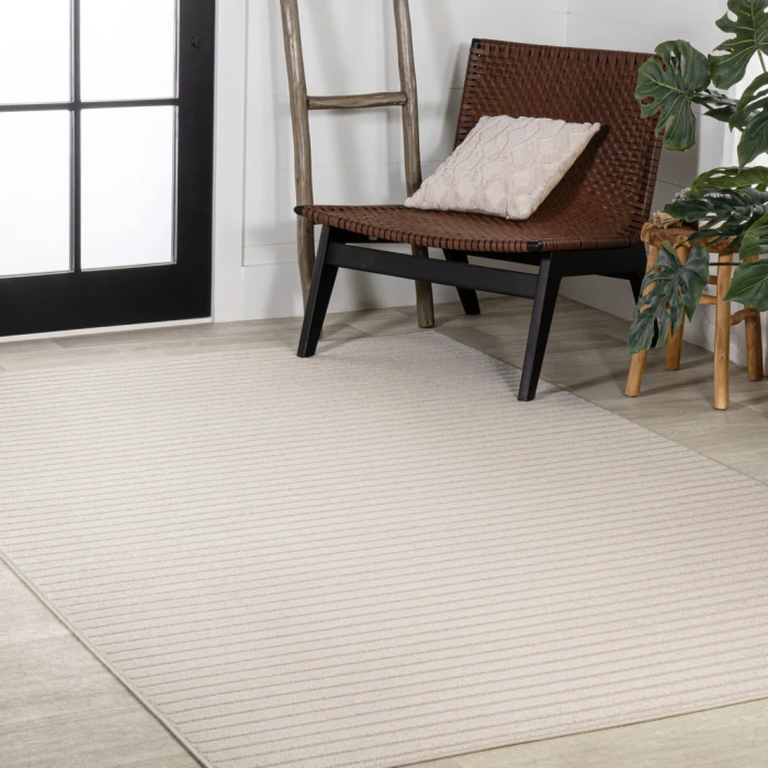 Aarhus Minimalist Scandi Striped Ivory/Cream 5 ft. x 8 ft. Area Rug