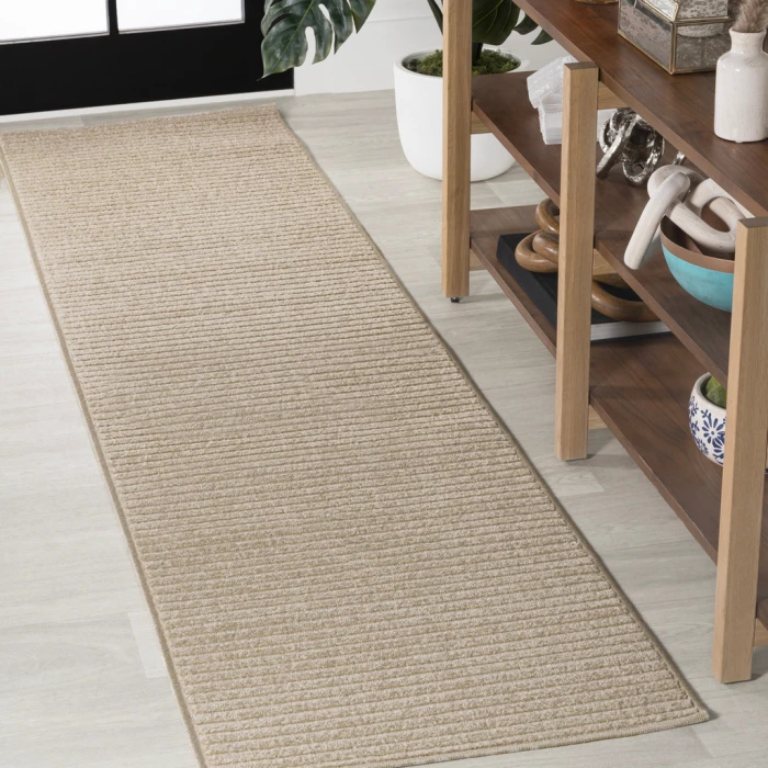 Aarhus Minimalist Scandi Striped Beige/Cream 2 ft. x 8 ft. Runner Rug