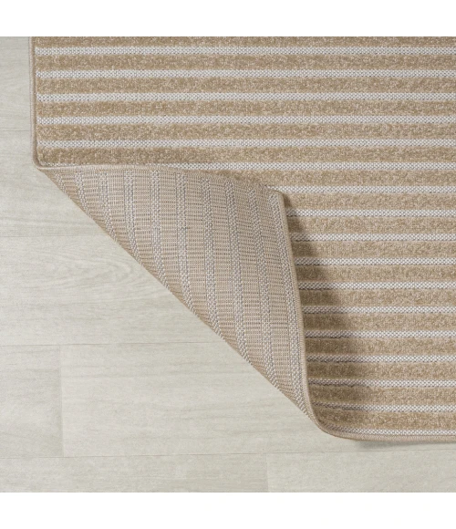 Aarhus Minimalist Scandi Striped Beige/Cream 5 ft. x 8 ft. Area Rug
