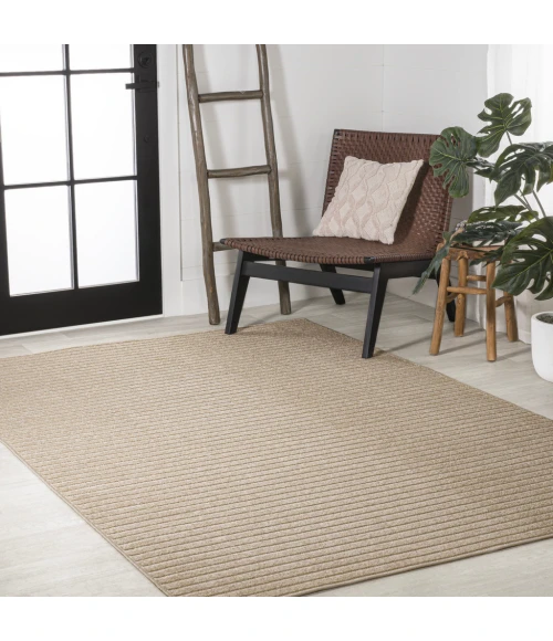 Aarhus Minimalist Scandi Striped Beige/Cream 5 ft. x 8 ft. Area Rug