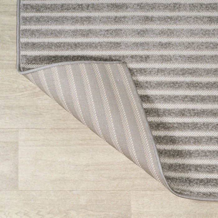 Aarhus Minimalist Scandi Striped Gray/Ivory 5 ft. x 8 ft. Area Rug