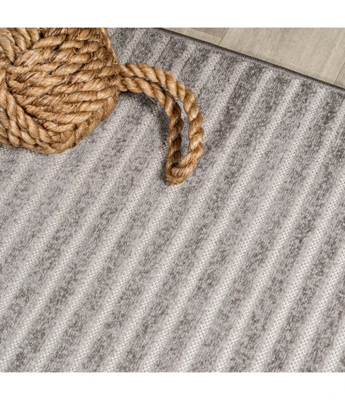 Aarhus Minimalist Scandi Striped Gray/Ivory 4 ft. x 6 ft. Area Rug