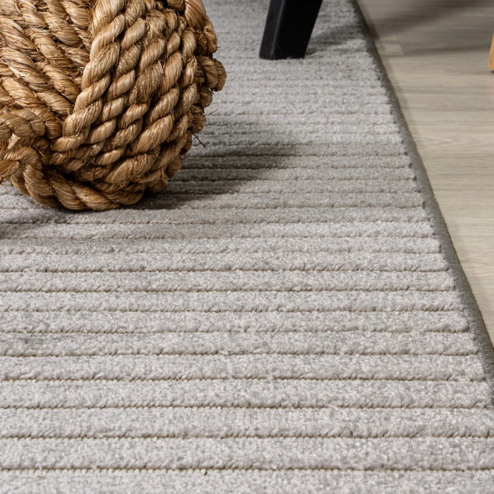 Aarhus Minimalist Scandi Striped Gray/Ivory 5 ft. x 8 ft. Area Rug