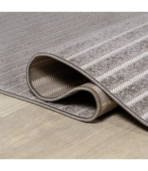 Aarhus Minimalist Scandi Striped Gray/Ivory 2 ft. x 8 ft. Runner Rug