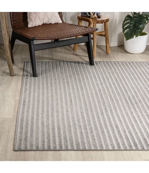 Aarhus Minimalist Scandi Striped Gray/Ivory 4 ft. x 6 ft. Area Rug