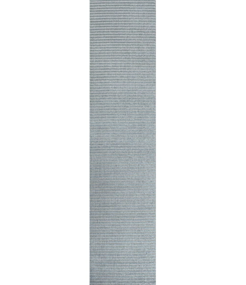 Aarhus Minimalist Scandi Striped Blue/Ivory 2 ft. x 8 ft. Runner Rug