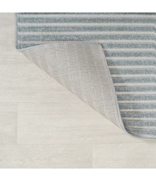 Aarhus Minimalist Scandi Striped Blue/Ivory 2 ft. x 8 ft. Runner Rug