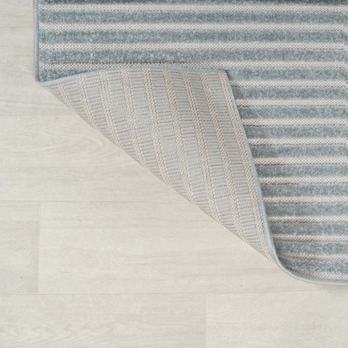Aarhus Minimalist Scandi Striped Blue/Ivory 5 ft. x 8 ft. Area Rug