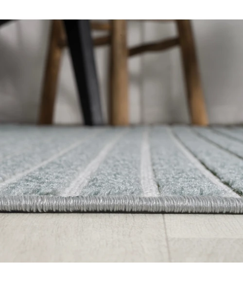 Aarhus Minimalist Scandi Striped Blue/Ivory 2 ft. x 8 ft. Runner Rug