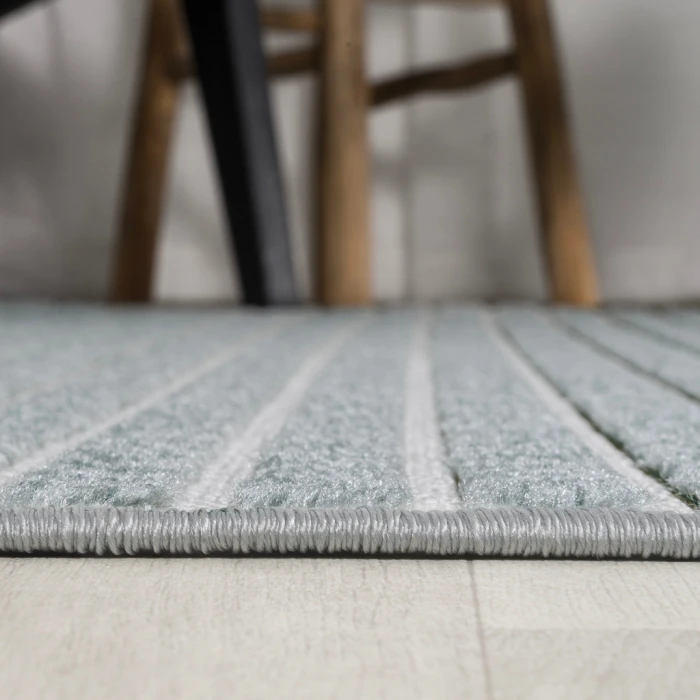Aarhus Minimalist Scandi Striped Blue/Ivory 5 ft. x 8 ft. Area Rug