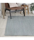 Aarhus Minimalist Scandi Striped Blue/Ivory 8 ft. x 10 ft. Area Rug