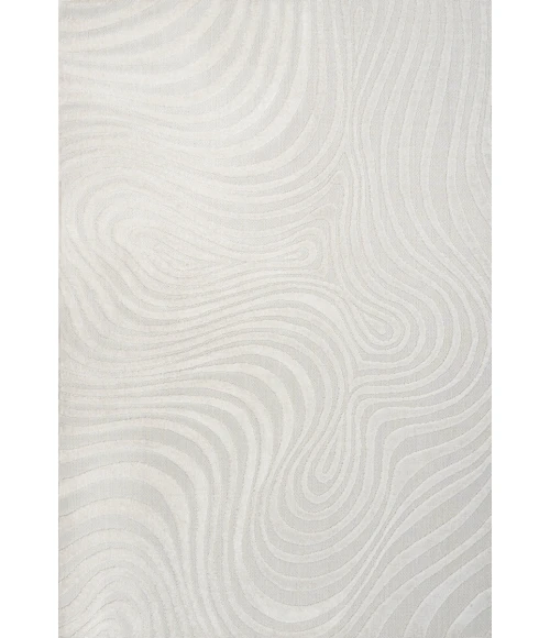 Maribo Abstract Groovy Striped Cream/Ivory 5 ft. x 8 ft. Area Rug
