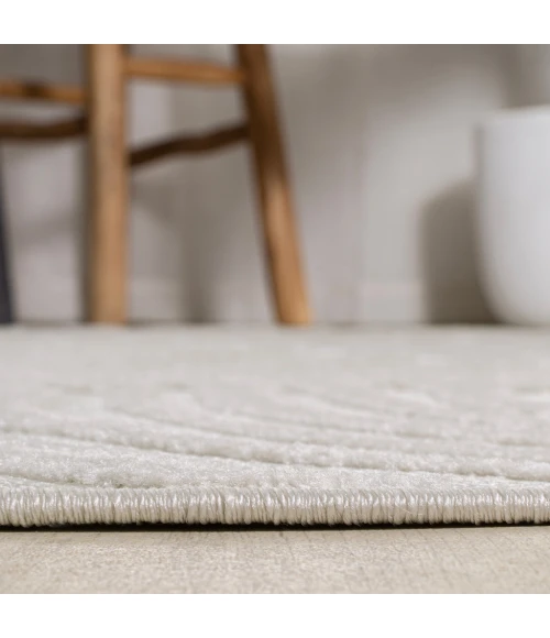 Maribo Abstract Groovy Striped Cream/Ivory 5 ft. x 8 ft. Area Rug