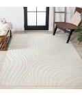 Maribo Abstract Groovy Striped Cream/Ivory 5 ft. x 8 ft. Area Rug