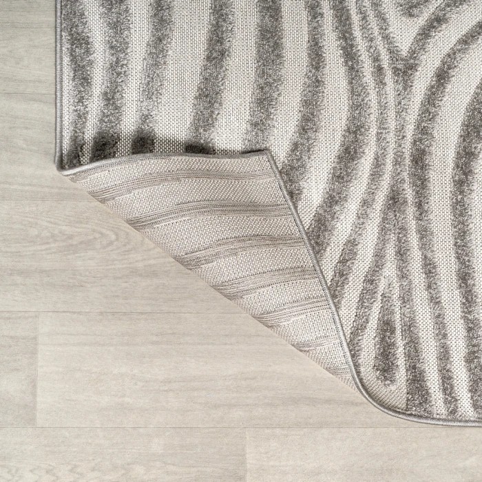 Maribo Abstract Groovy Striped Gray/Ivory 3 ft. x 5 ft. Area Rug