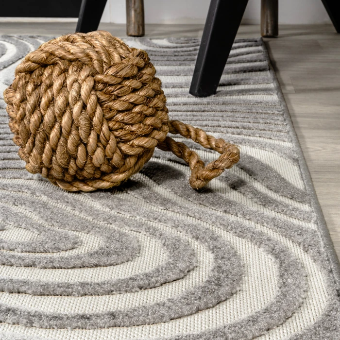 Maribo Abstract Groovy Striped Gray/Ivory 3 ft. x 5 ft. Area Rug