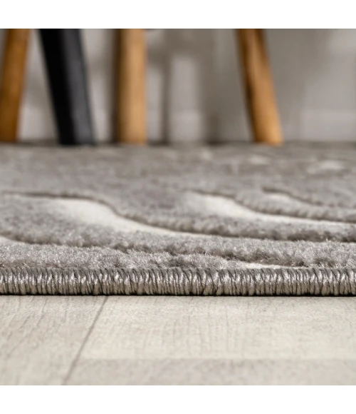 Maribo Abstract Groovy Striped Gray/Ivory 5 ft. x 8 ft. Area Rug