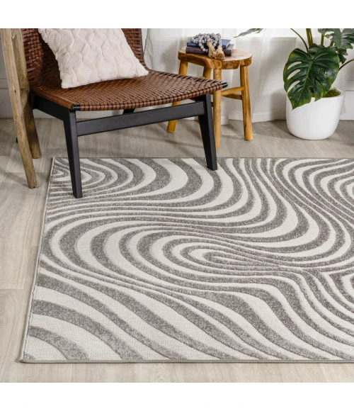 Maribo Abstract Groovy Striped Gray/Ivory 5 ft. x 8 ft. Area Rug