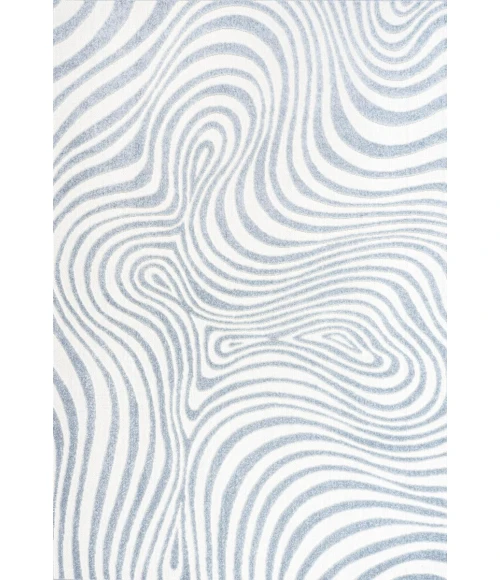 Maribo Abstract Groovy Striped Light Blue/Ivory 5 ft. x 8 ft. Area Rug