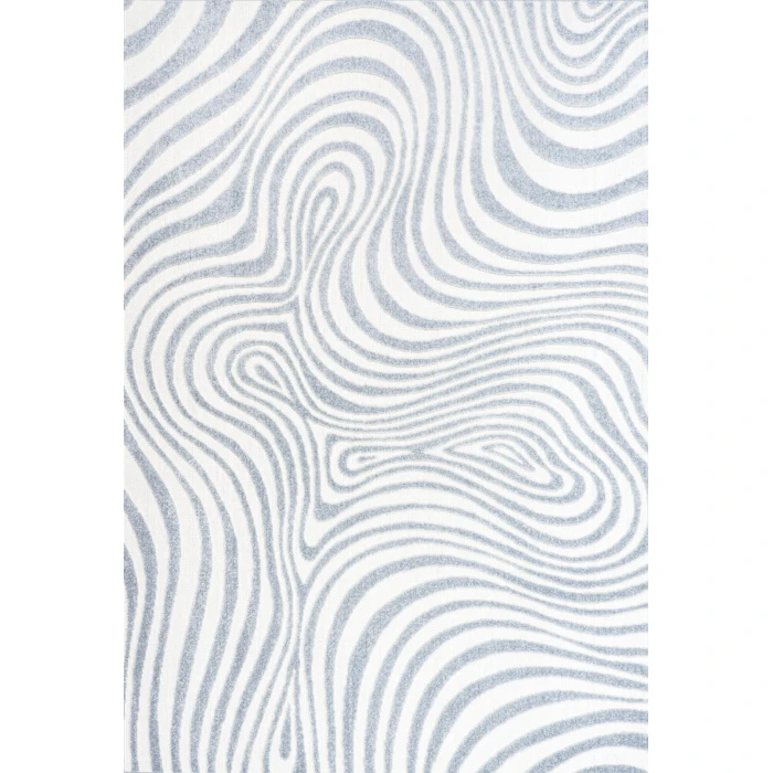 Maribo Abstract Groovy Striped Light Blue/Ivory 5 ft. x 8 ft. Area Rug