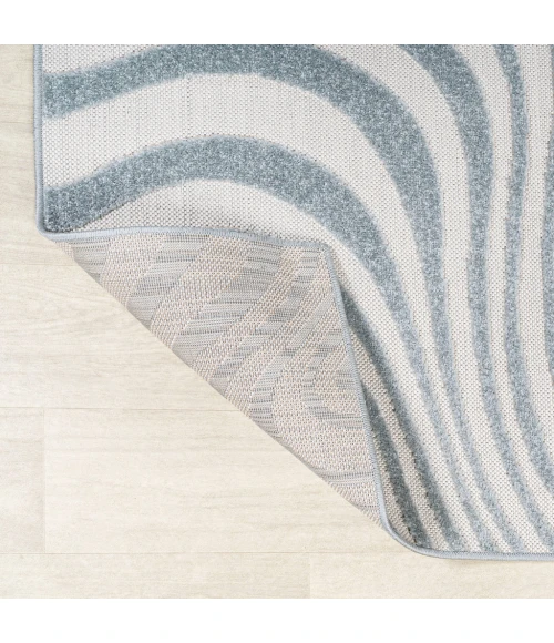 Maribo Abstract Groovy Striped Light Blue/Ivory 5 ft. x 8 ft. Area Rug