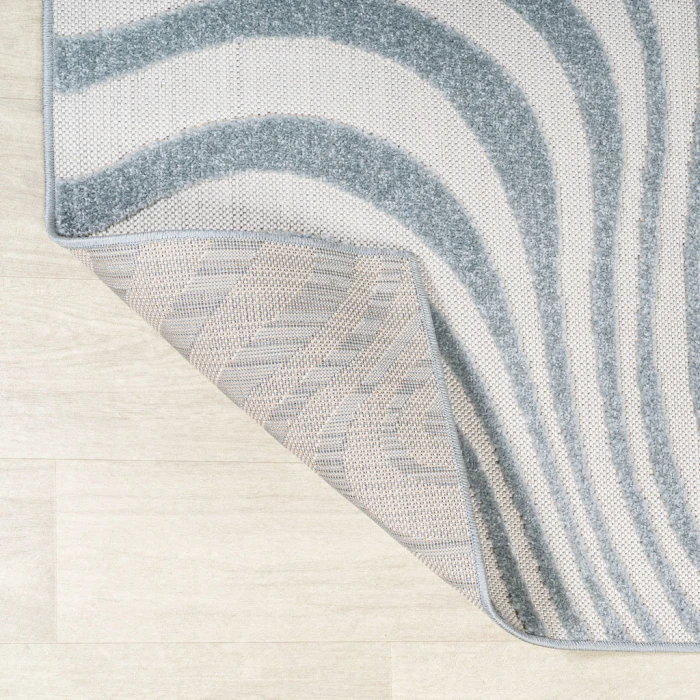 Maribo Abstract Groovy Striped Light Blue/Ivory 5 ft. x 8 ft. Area Rug