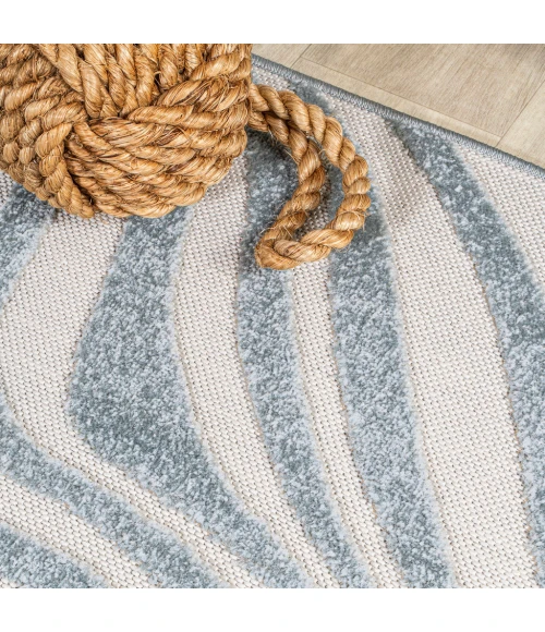 Maribo Abstract Groovy Striped Light Blue/Ivory 5 ft. x 8 ft. Area Rug