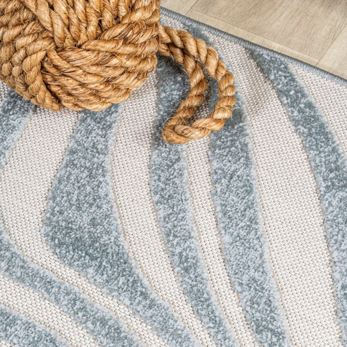 Maribo Abstract Groovy Striped Light Blue/Ivory 5 ft. x 8 ft. Area Rug