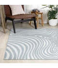 Maribo Abstract Groovy Striped Light Blue/Ivory 5 ft. x 8 ft. Area Rug