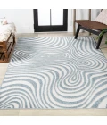 Maribo Abstract Groovy Striped Light Blue/Ivory 5 ft. x 8 ft. Area Rug