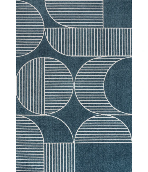 Nordby Geometric Arch Scandi Striped Navy/Cream 5 ft. x 8 ft. Area Rug