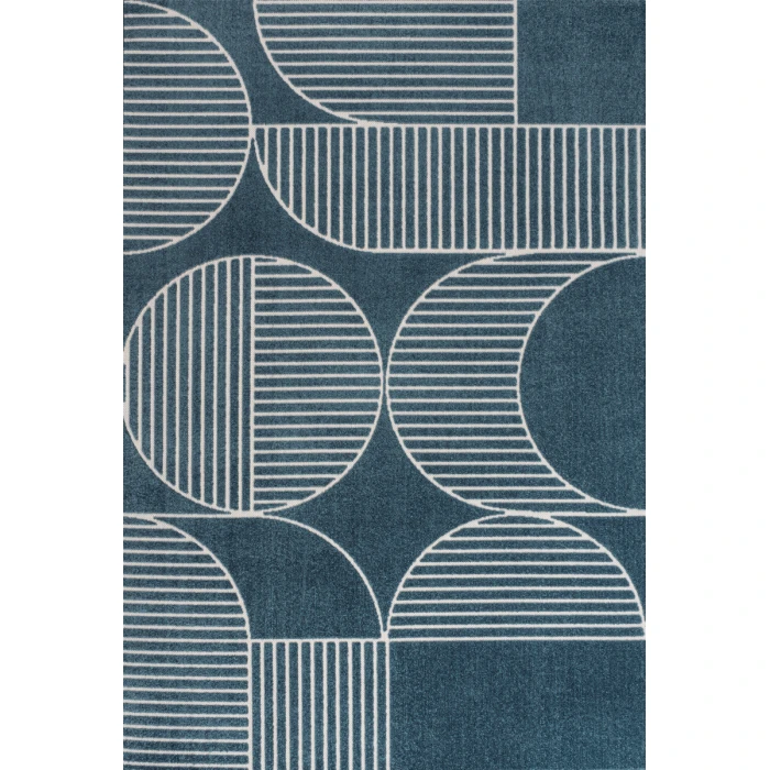 Nordby Geometric Arch Scandi Striped Navy/Cream 4 ft. x 6 ft. Area Rug