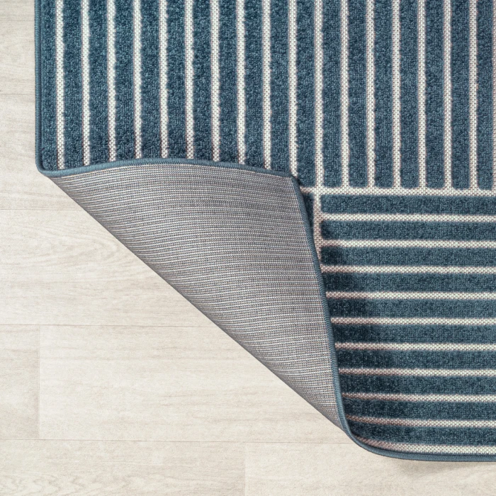 Nordby Geometric Arch Scandi Striped Navy/Cream 4 ft. x 6 ft. Area Rug