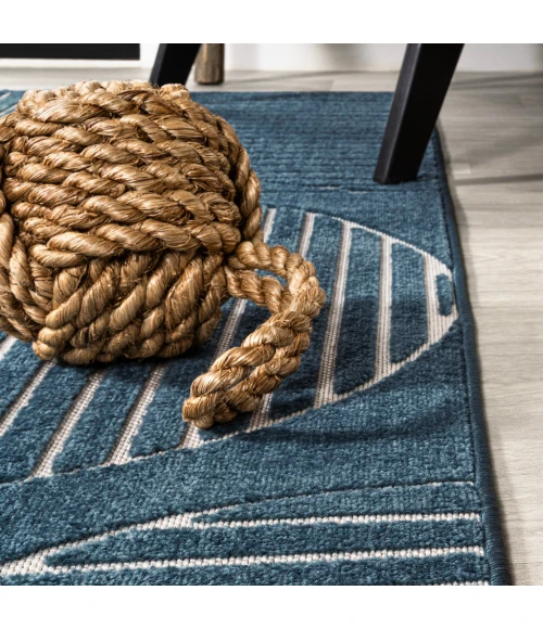 Nordby Geometric Arch Scandi Striped Navy/Cream 5 ft. x 8 ft. Area Rug