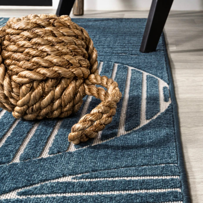 Nordby Geometric Arch Scandi Striped Navy/Cream 4 ft. x 6 ft. Area Rug