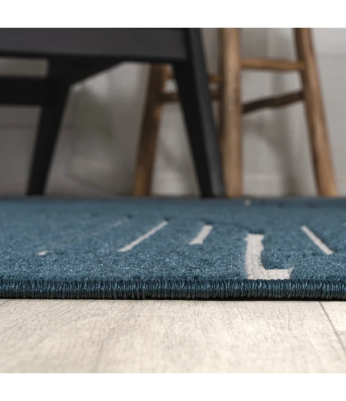 Nordby Geometric Arch Scandi Striped Navy/Cream 5 ft. x 8 ft. Area Rug