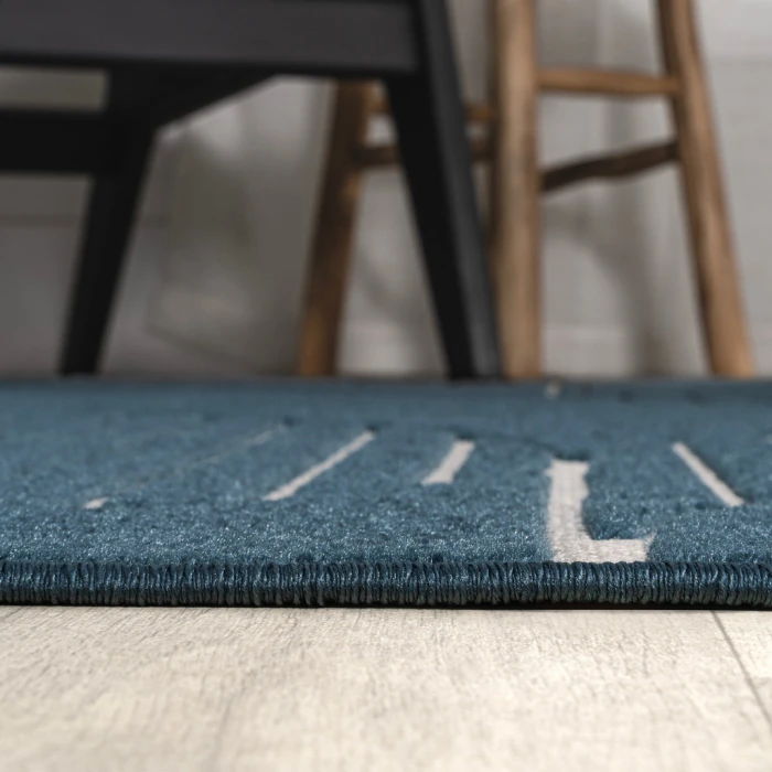 Nordby Geometric Arch Scandi Striped Navy/Cream 4 ft. x 6 ft. Area Rug