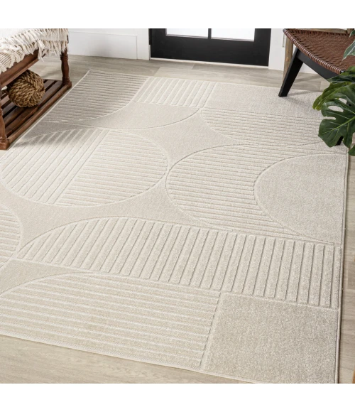 Nordby Geometric Arch Scandi Striped Ivory/Cream 5 ft. x 8 ft. Area Rug