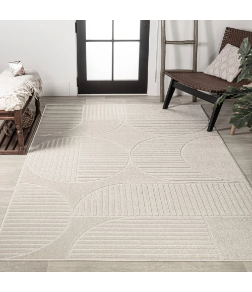 Nordby Geometric Arch Scandi Striped Ivory/Cream 5 ft. x 8 ft. Area Rug