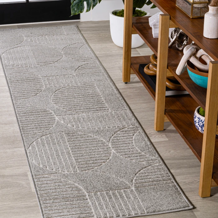 Nordby Geometric Arch Scandi Striped Gray/Cream 2 ft. x 8 ft. Runner Rug