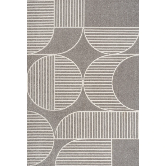 Nordby Geometric Arch Scandi Striped Gray/Cream 4 ft. x 6 ft. Area Rug