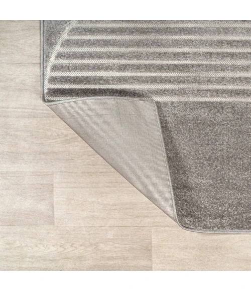 Nordby Geometric Arch Scandi Striped Gray/Cream 5 ft. x 8 ft. Area Rug