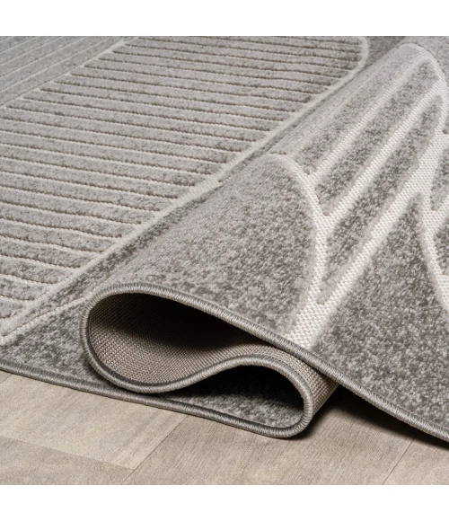 Nordby Geometric Arch Scandi Striped Gray/Cream 5 ft. x 8 ft. Area Rug