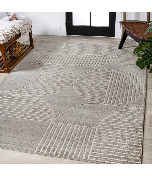 Nordby Geometric Arch Scandi Striped Gray/Cream 5 ft. x 8 ft. Area Rug