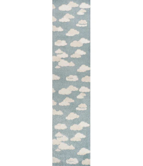 Hedwig Youth Cloud Scandi Rug Blue/Ivory 2 ft. x 8 ft. Runner Rug