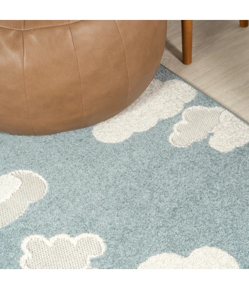 Hedwig Youth Cloud Scandi Rug Blue/Ivory 2 ft. x 8 ft. Runner Rug