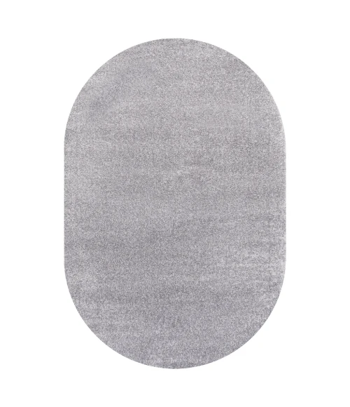 Haze Solid Low-Pile Gray 4 ft. x 6 ft. Oval Area Rug